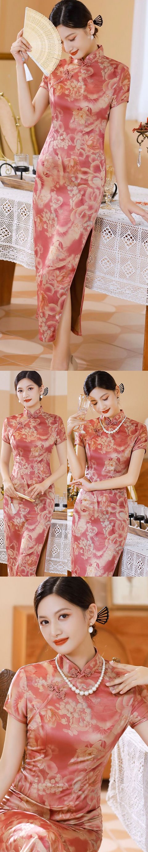 Long-length Silk Printing Cheongsam (RM)