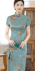 Long-length Silk Printing Cheongsam (RM)