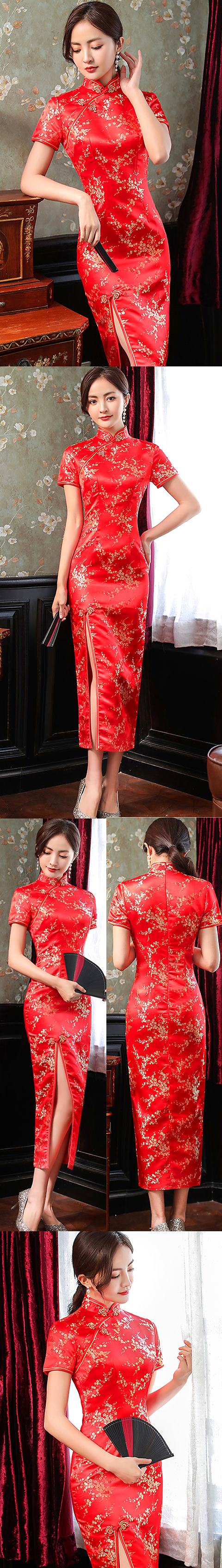 Short-sleeve Long-length Brocade Cheongsam (RM)