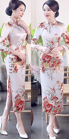 3/4-sleeve Long-length Cheongsam (RM)