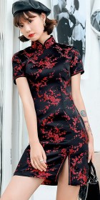 Short-sleeve Short Brocade Cheongsam Dress (RM)