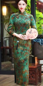 3/4-sleeve Long-length Velvet Cheongsam (RM)