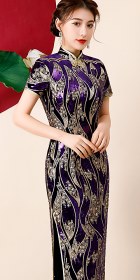 Gorgeous Abstract Pattern Embroidery Long-length Cheongsam (RM)