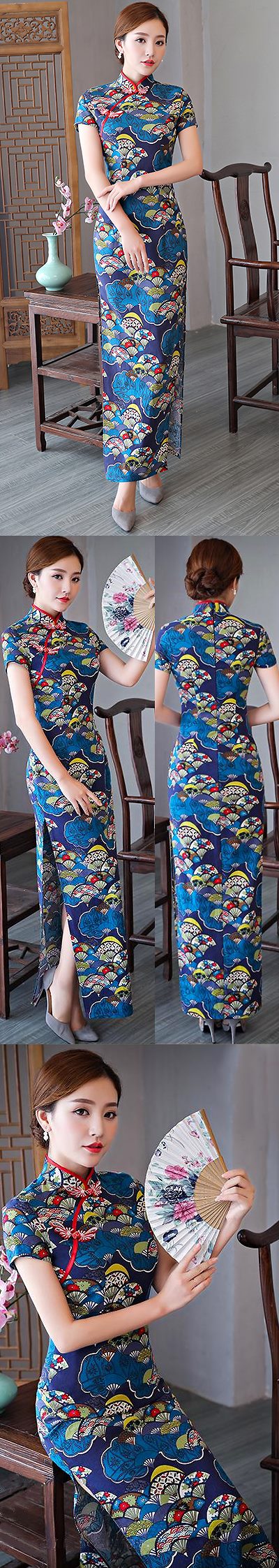 Long-length Ethnic Printing Cheongsam (CM/RM)