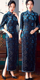 Magnificent Emboss Velvet 3/4-sleeve Cheongsam (RM)