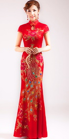 Bargain - Cup-sleeve Fishtail Embroidery Cheongsam (RM)