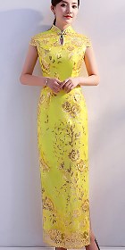 Cup-sleeve Long-length Evening-dress Cheongsam (RM/CM)