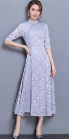 Long-length Dual-layer Embroidery Gauze Cheongsam (RM)