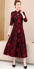 Long-sleeve A-line Jacquard Cheongsam (RM)