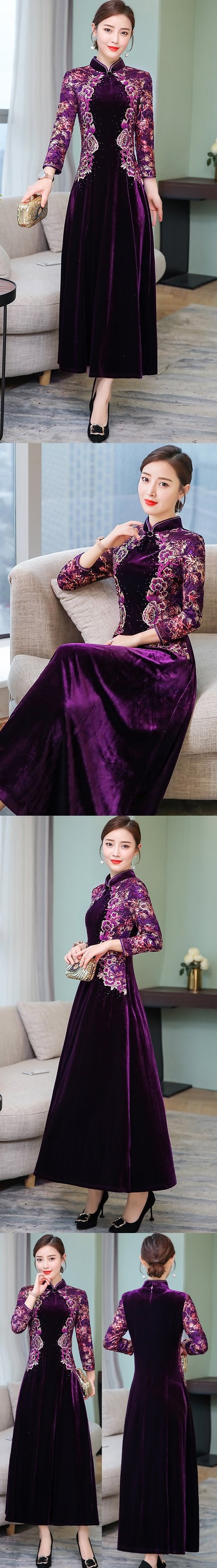 Long-sleeve Magnificent Velvet Cheongsam (RM)