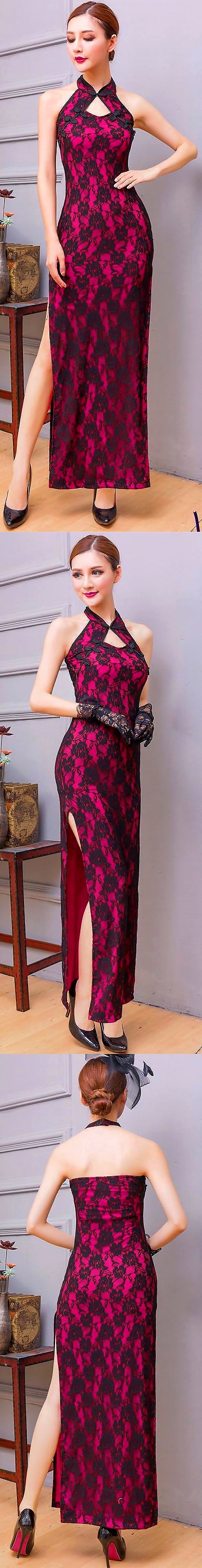 Cut-in-shoulder Long-length Embroidery Gauze Cheongsam (RM)