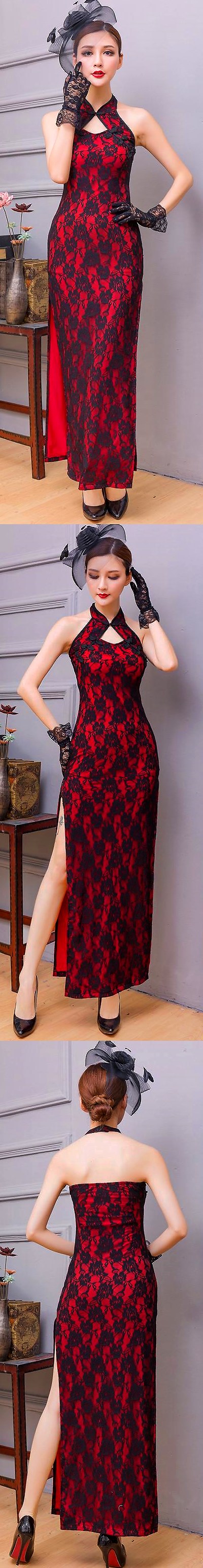 Cut-in-shoulder Long-length Embroidery Gauze Cheongsam (RM)