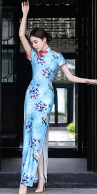 Lace Gauze Long-length Short-sleeve Cheongsam (RM)