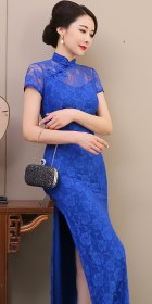 Short-sleeve Long-length Embroidery Gauze Cheongsam (RM)