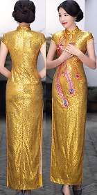 Paillettes Embroidery Long-length Cheongsam (CM)