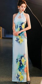 Cut-in Shoulders Bareback Long-length Cheongsam (RM)