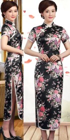 Short-sleeve Long-length Silky Cheongsam (RM)