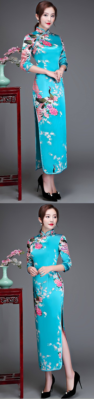 3/4-sleeve Long-length Cheongsam (RM)