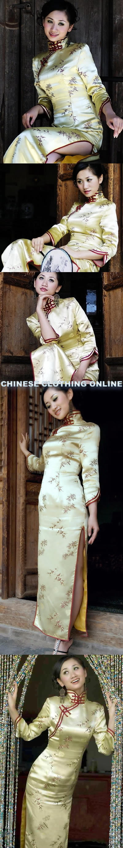 3/4-sleeve Long-length Cheongsam (CM)