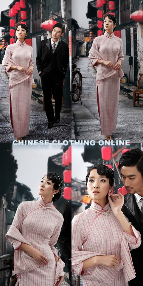 3/4-sleeve Long-length Cheongsam w/ Shawl (CM)