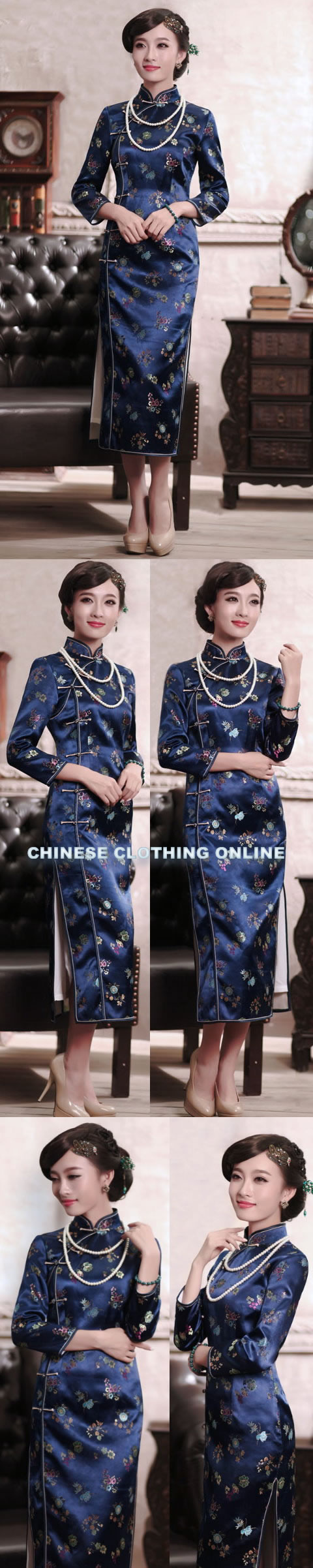 Long-sleeve 3/4-length Cheongsam (CM)