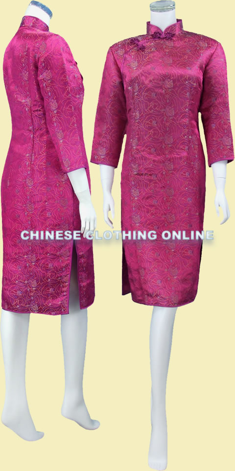 3/4-sleeve Long-length Cheongsam (CM)