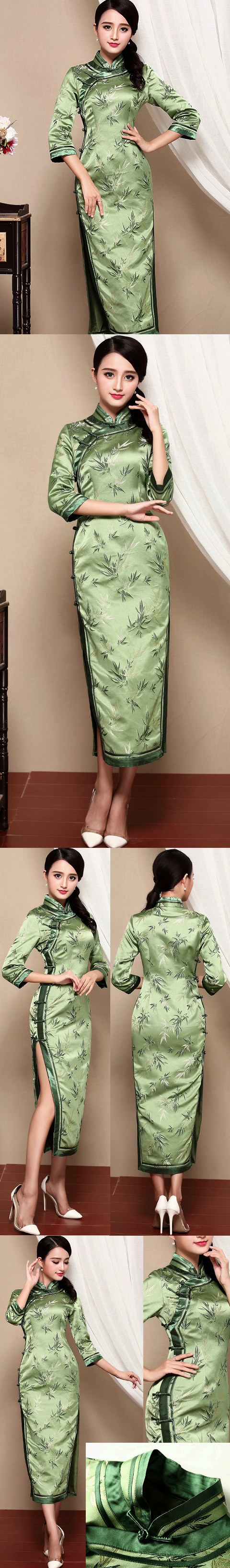 3/4-sleeve Long-length Cheongsam (CM)