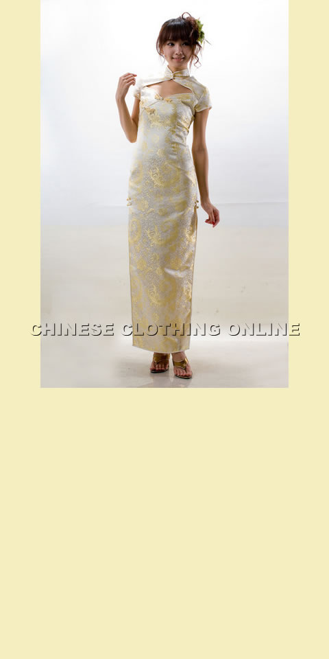 Cup-sleeve Diamond Neckline Long-length Cheongsam (CM)