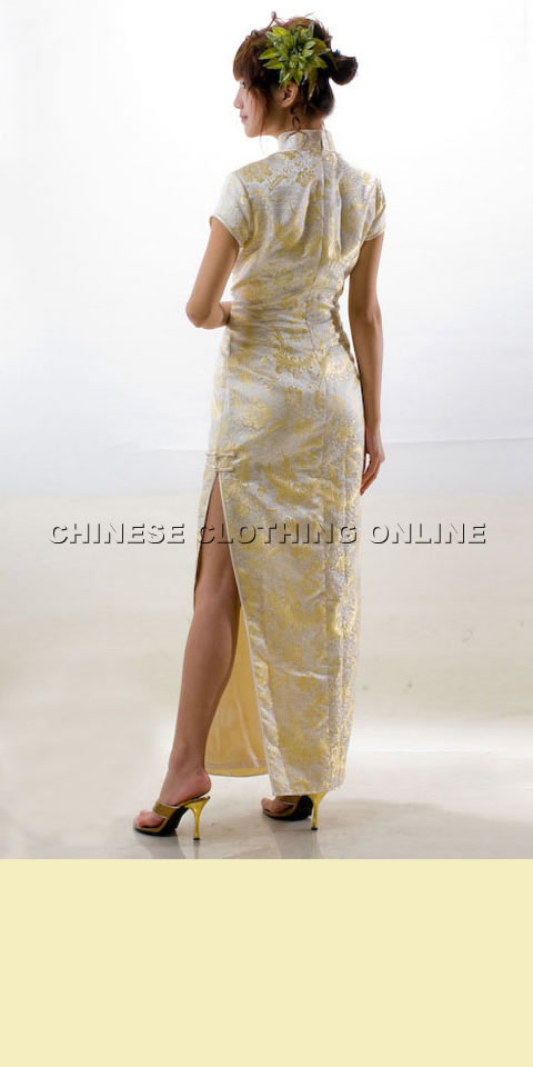 Cup-sleeve Diamond Neckline Long-length Cheongsam (CM)