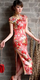 Short-sleeve Long-length Double-piping Cheongsam (CM)