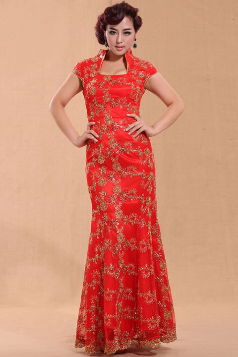 Cup-sleeve Long-length Cheongsam (CM)