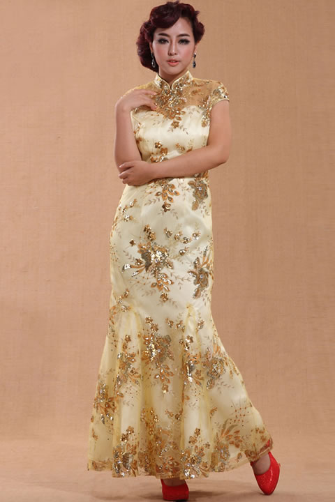 Cup-sleeve Long-length Cheongsam (CM)