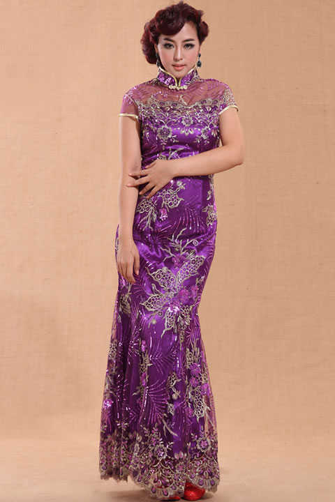 Cup-sleeve Long-length Cheongsam (CM)