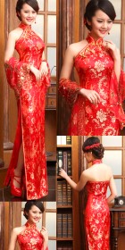 Cut-in Shoulders Bareback Long-length Cheongsam (CM)