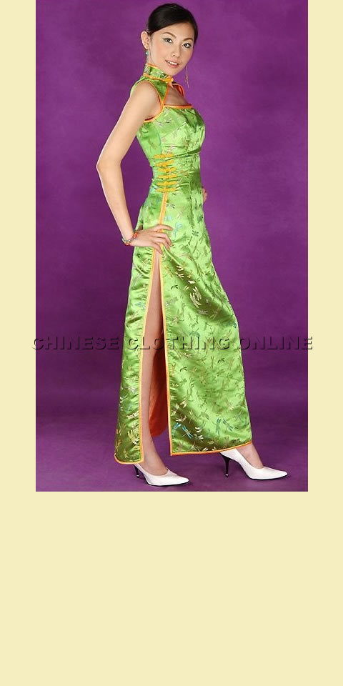 Sleeveless Triangular Neckline Long-length Cheongsam (CM)