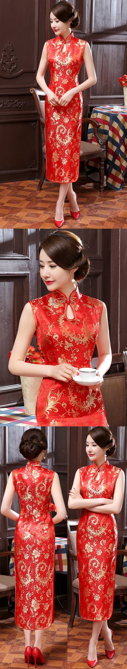 Sleeveless Long-length Cheongsam (CM)