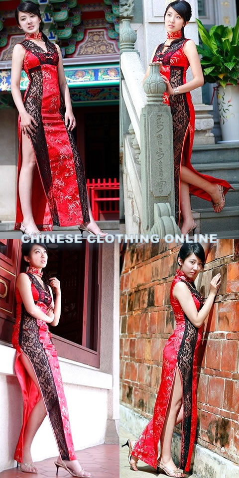 Sleeveless V-neck Long-length Cheongsam (CM)