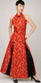 Cut-in Shoulders A-line Long-length Cheongsam (CM)