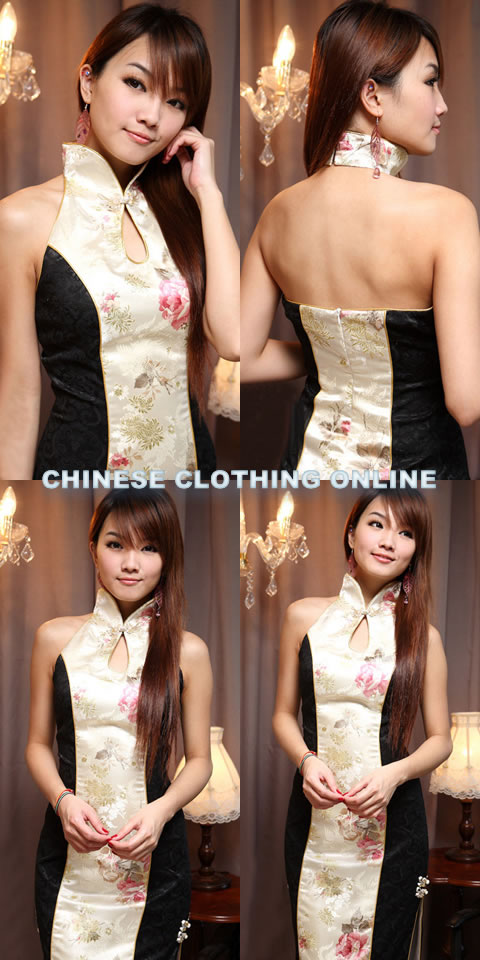 Cut-in Shoulders Bareback Long-length Cheongsam (CM)