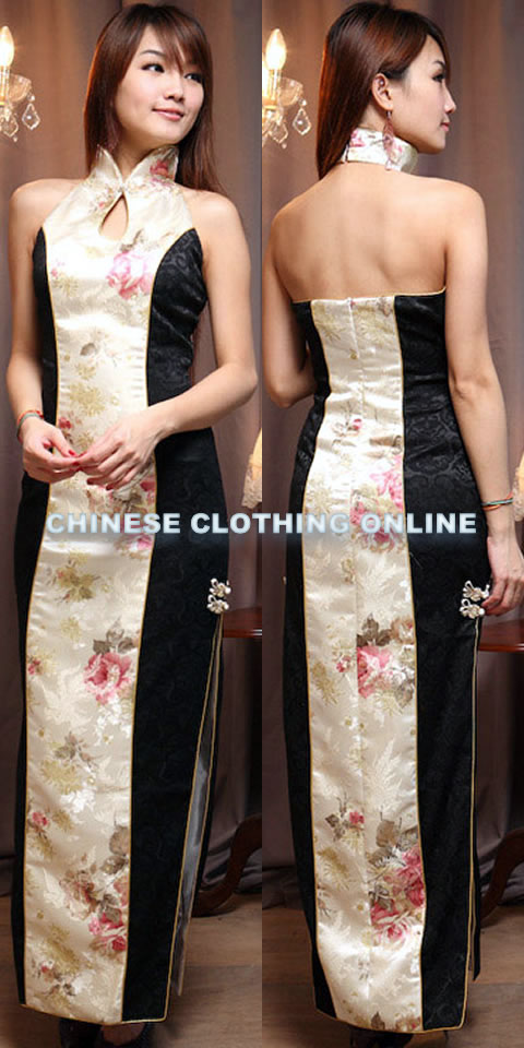 Cut-in Shoulders Bareback Long-length Cheongsam (CM)