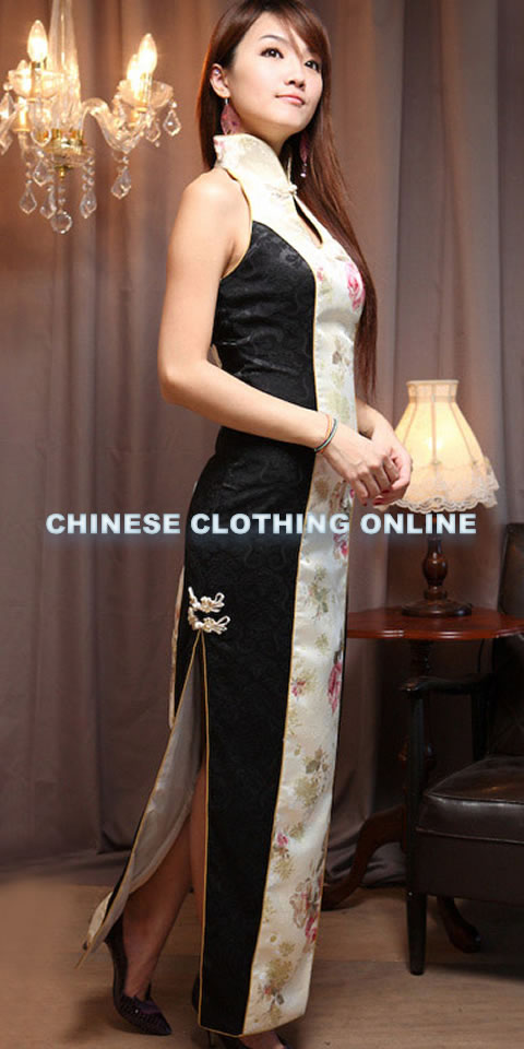 Cut-in Shoulders Bareback Long-length Cheongsam (CM)