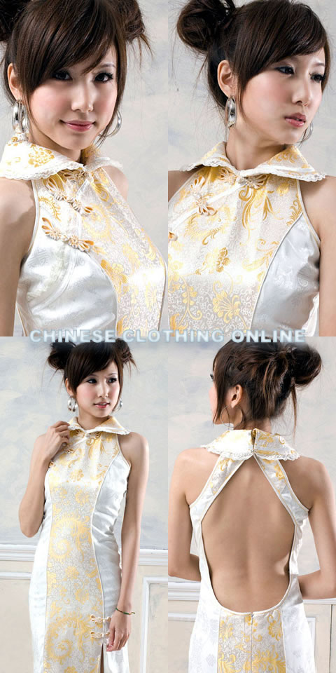 Cut-in Shoulders Bareback Long-length Cheongsam (CM)