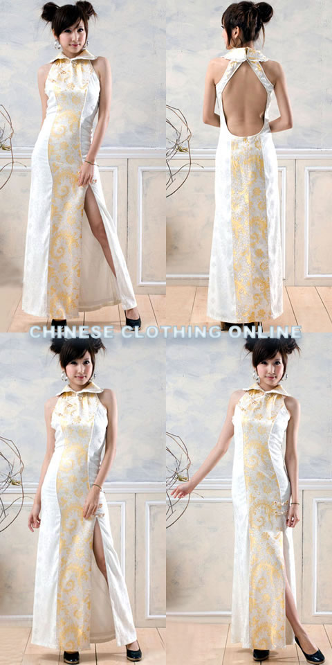 Cut-in Shoulders Bareback Long-length Cheongsam (CM)