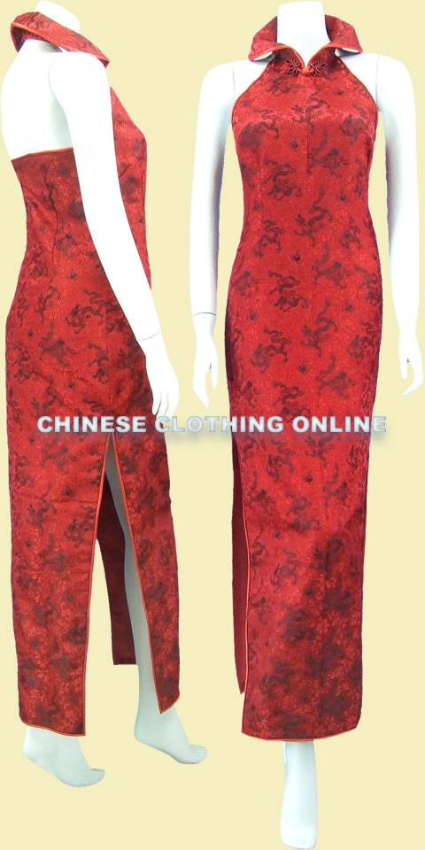 Cut-in Shoulders Bareback Long-length Cheongsam (CM)