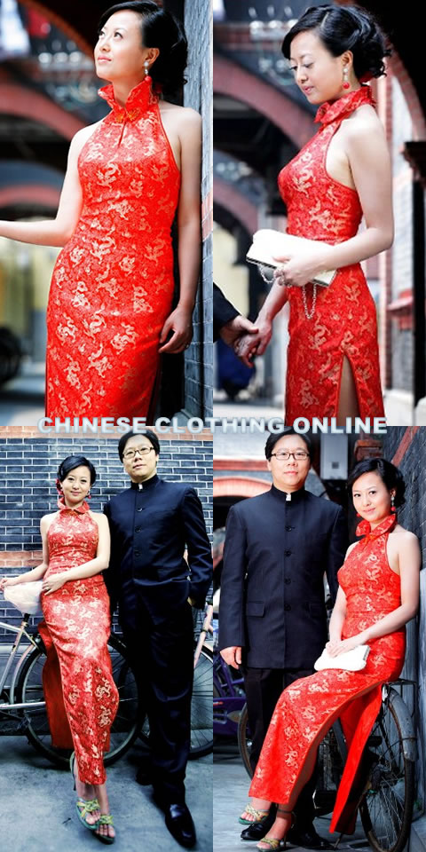 Cut-in Shoulders Bareback Long-length Cheongsam (CM)