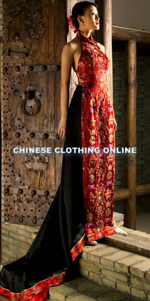 Cut-in Shoulders Bareback Long-length Cheongsam (CM)