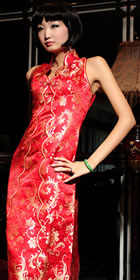 Cut-in Shoulders V-neck Long-length Cheongsam (CM)