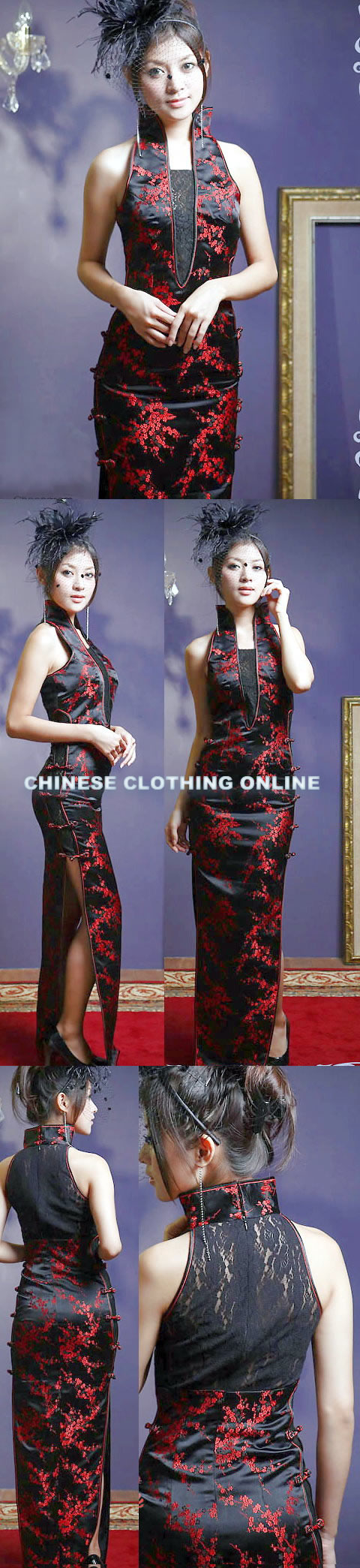 Cut-in shoulders Brocade/Embroidery-Gauze Long-length Cheongsam (CM)