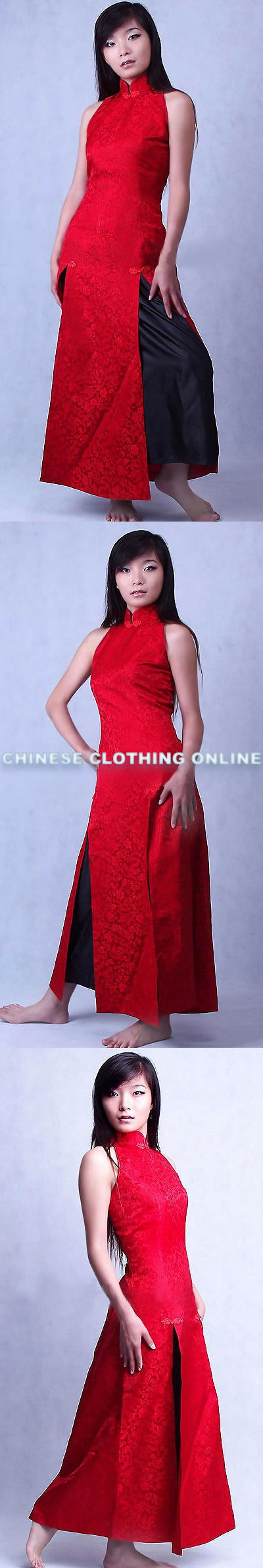 Cut-in Shoulders A-line Long-length Cheongsam (CM)