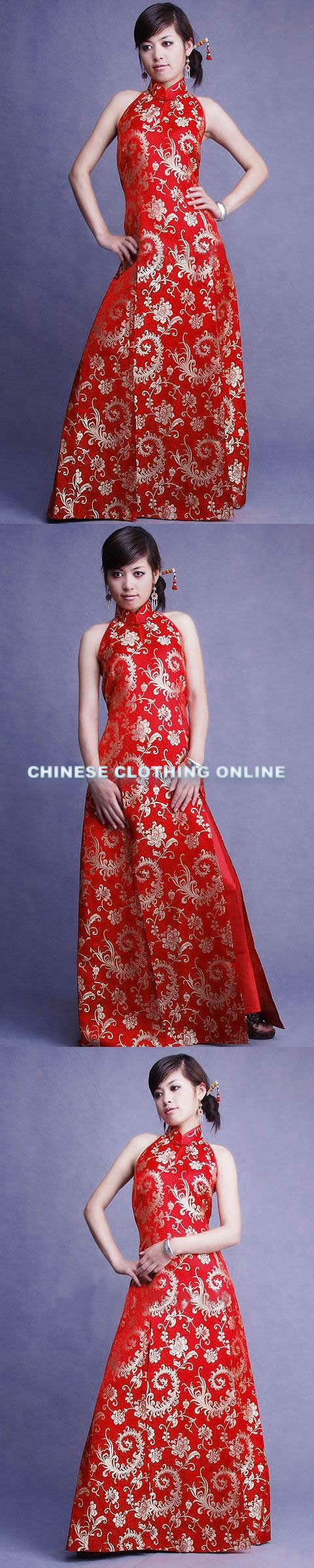 Cut-in Shoulders A-line Long-length Cheongsam (CM)